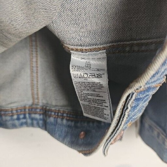 Old Navy Womens Medium Wash Denim Trucker Jean Jacket  Distressed‎ Size XXL - Picture 8 of 9